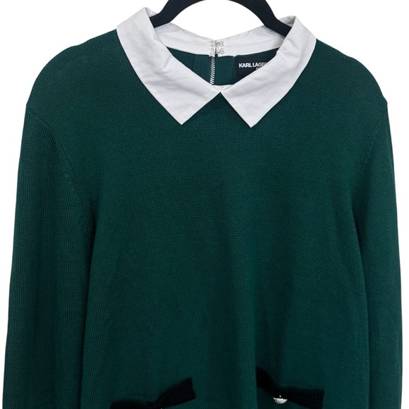 Karl Lagerfeld Layered Look Wool Blend Sweater in Veridian Green Women’s Size L - Picture 5 of 13